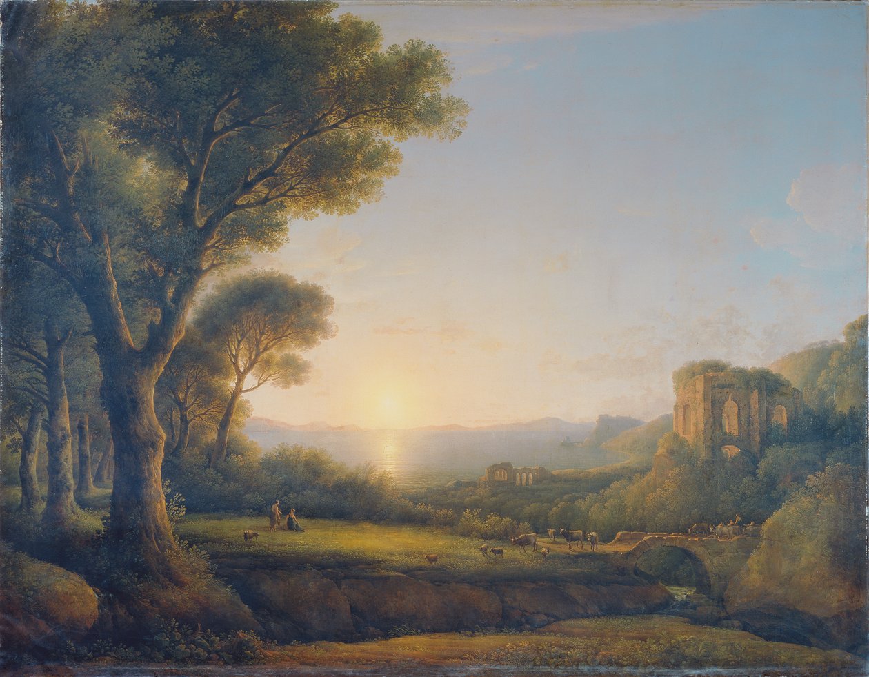 Der Meerbusen von Baiae bei Sonnenuntergang von Lorenz Adolf Schönberger