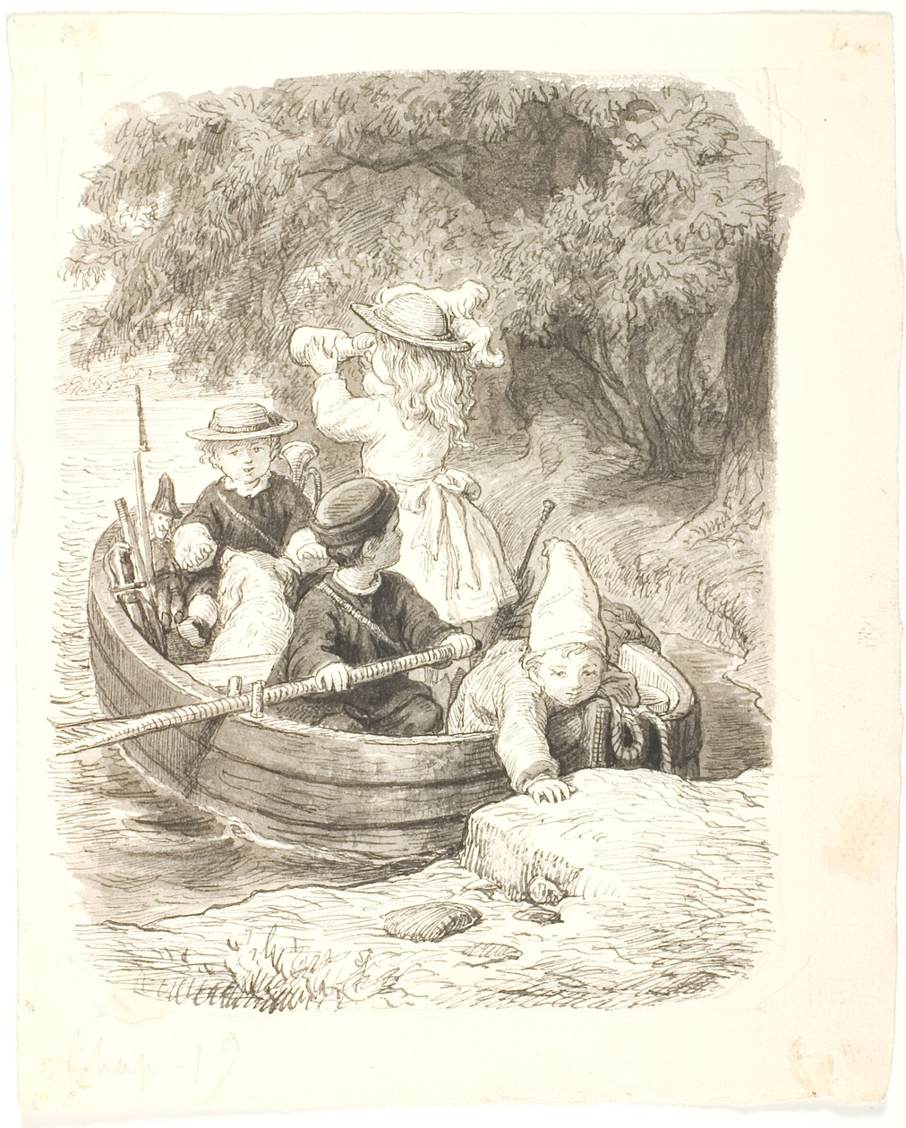 Die vier Kinder in einem Boot von Lorenz Frølich