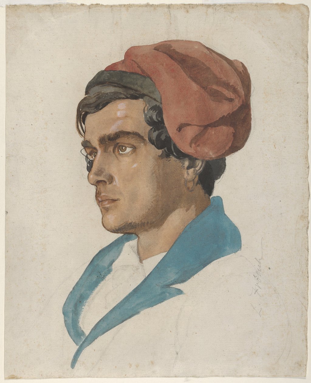 Kopfstudie eines Fischers aus Capri von Lorenz Frølich
