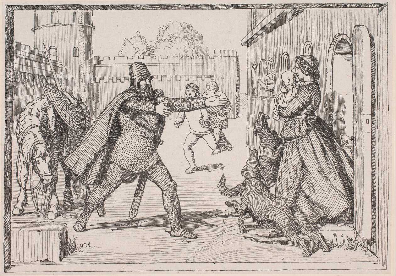 Illustration zu Adam Oehlenschlägers Gedicht „Die zwei Kirchtürme“ von Lorenz Frølich