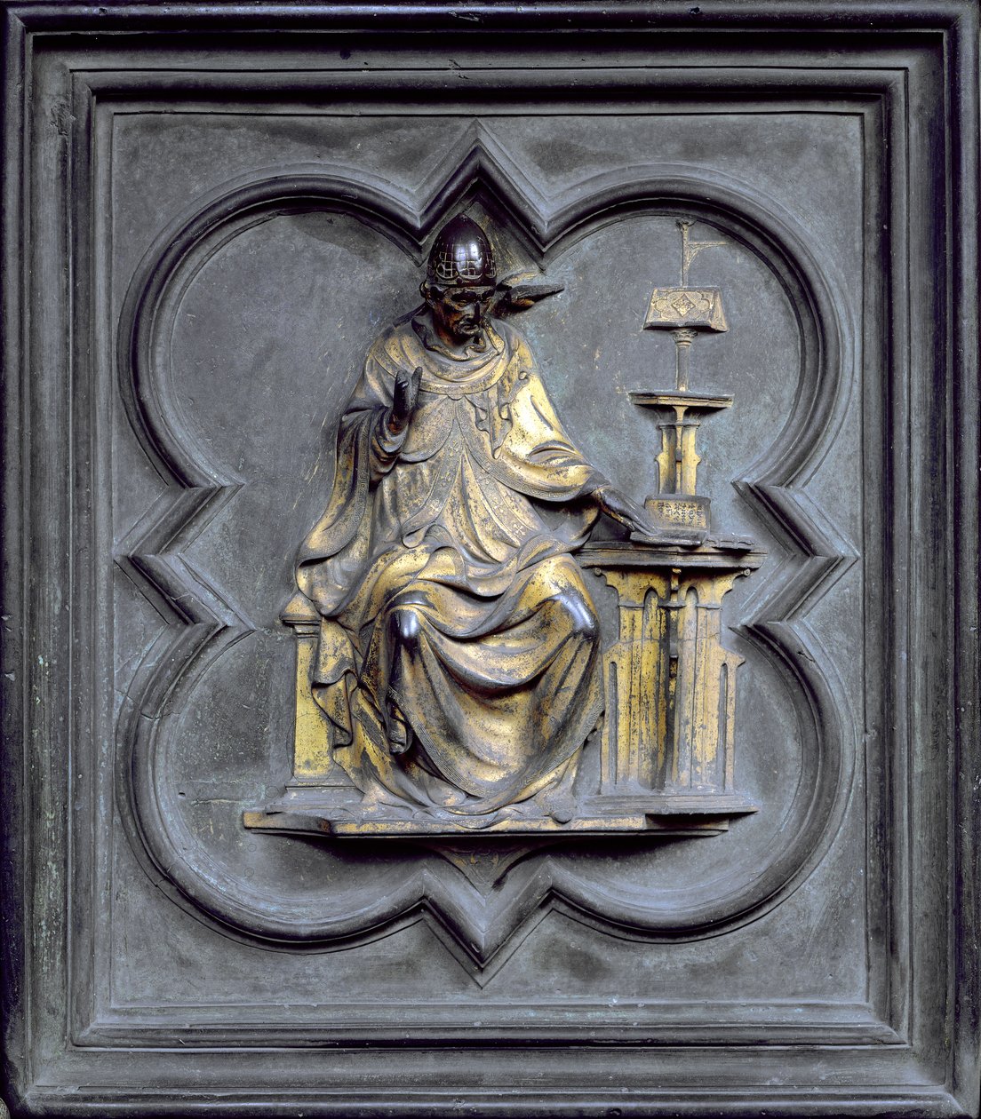 St. Gregor, Tafel G der Nordtüren des Baptisteriums von San Giovanni, 1403-24 von Lorenzo Ghiberti