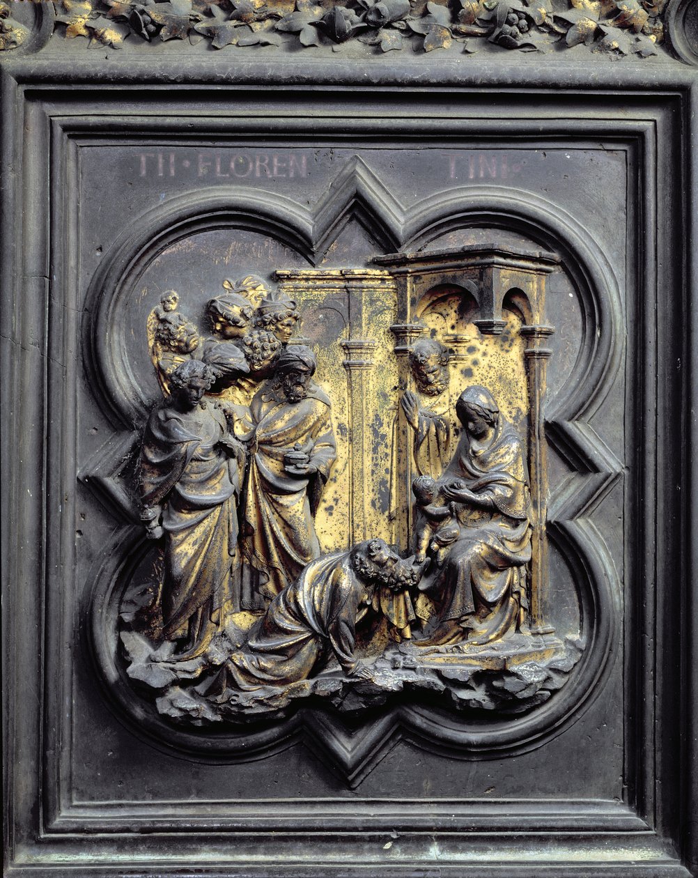 Die Anbetung der Könige, drittes Panel der Nordtüren des Baptisteriums von San Giovanni, 1403-24 von Lorenzo Ghiberti