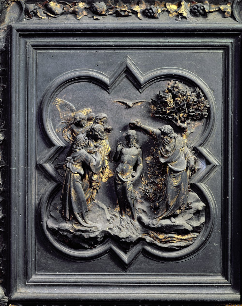 Die Taufe Christi, fünftes Panel der Nordtüren des Baptisteriums von San Giovanni, 1403-24 von Lorenzo Ghiberti