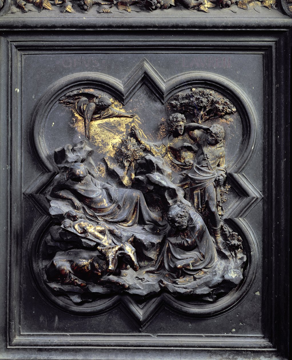 Die Geburt Christi, zweites Panel der Nordtüren des Baptisteriums von San Giovanni, 1403-24 von Lorenzo Ghiberti