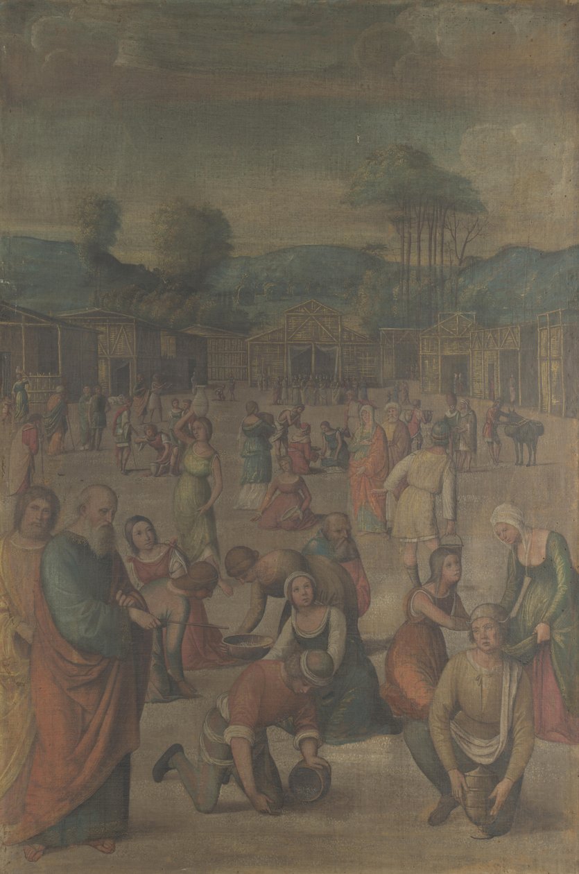 Die Israeliten sammeln Manna aus der Geschichte von Moses, nach 1508 von Lorenzo Costa