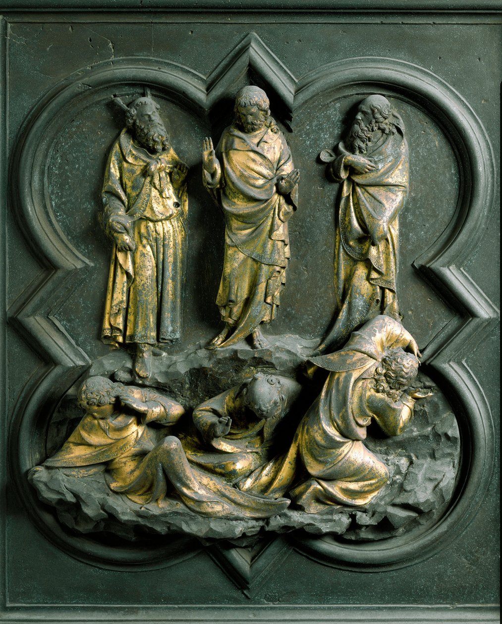 Nordtor (genannt das Kreuztor, im Norden), äußeres Detail: Die Verklärung von Lorenzo Ghiberti