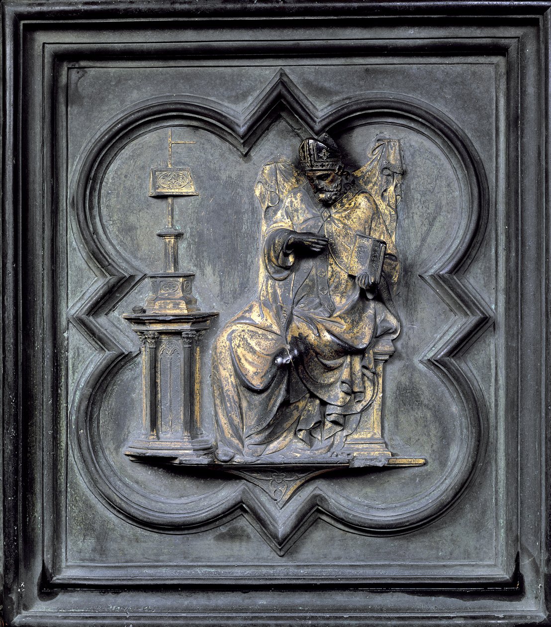 St. Augustinus, Tafel H der Nordtüren des Baptisteriums von San Giovanni, 1403-24 von Lorenzo Ghiberti
