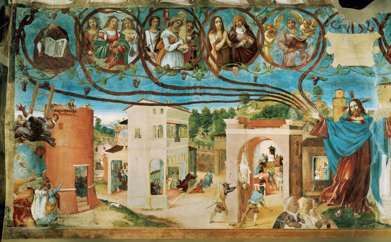 Linke Seite der Capella Suardi, Kirche Santa Barbara in Bergamo von Lorenzo Lotto