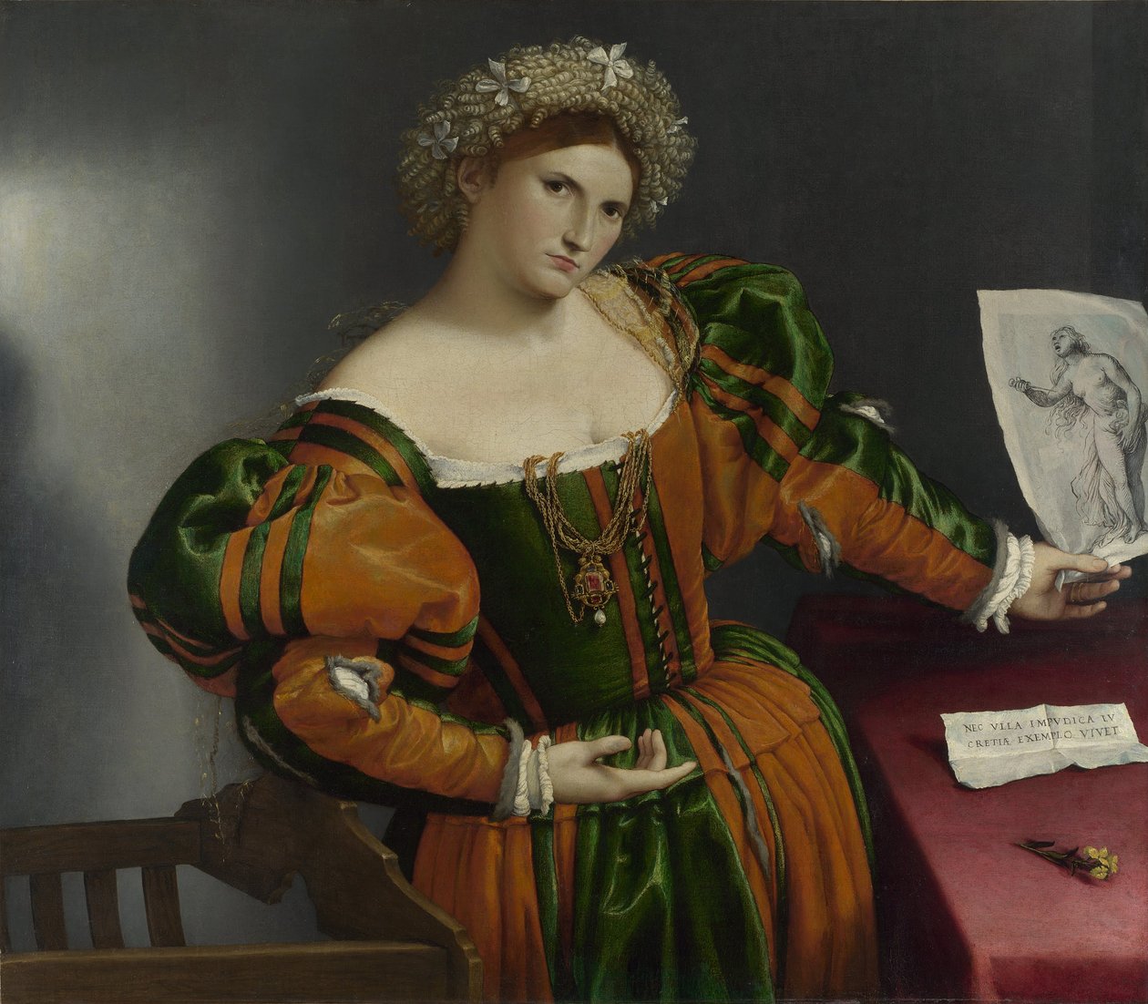 Porträt einer Frau inspiriert von Lucretia von Lorenzo Lotto