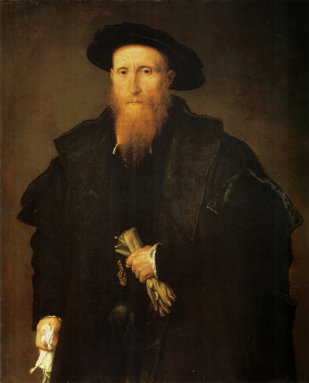 Porträt eines alten Mannes mit Handschuhen von Lorenzo Lotto
