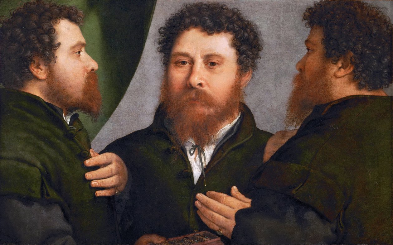 Dreifachporträt eines Goldschmieds von Lorenzo Lotto