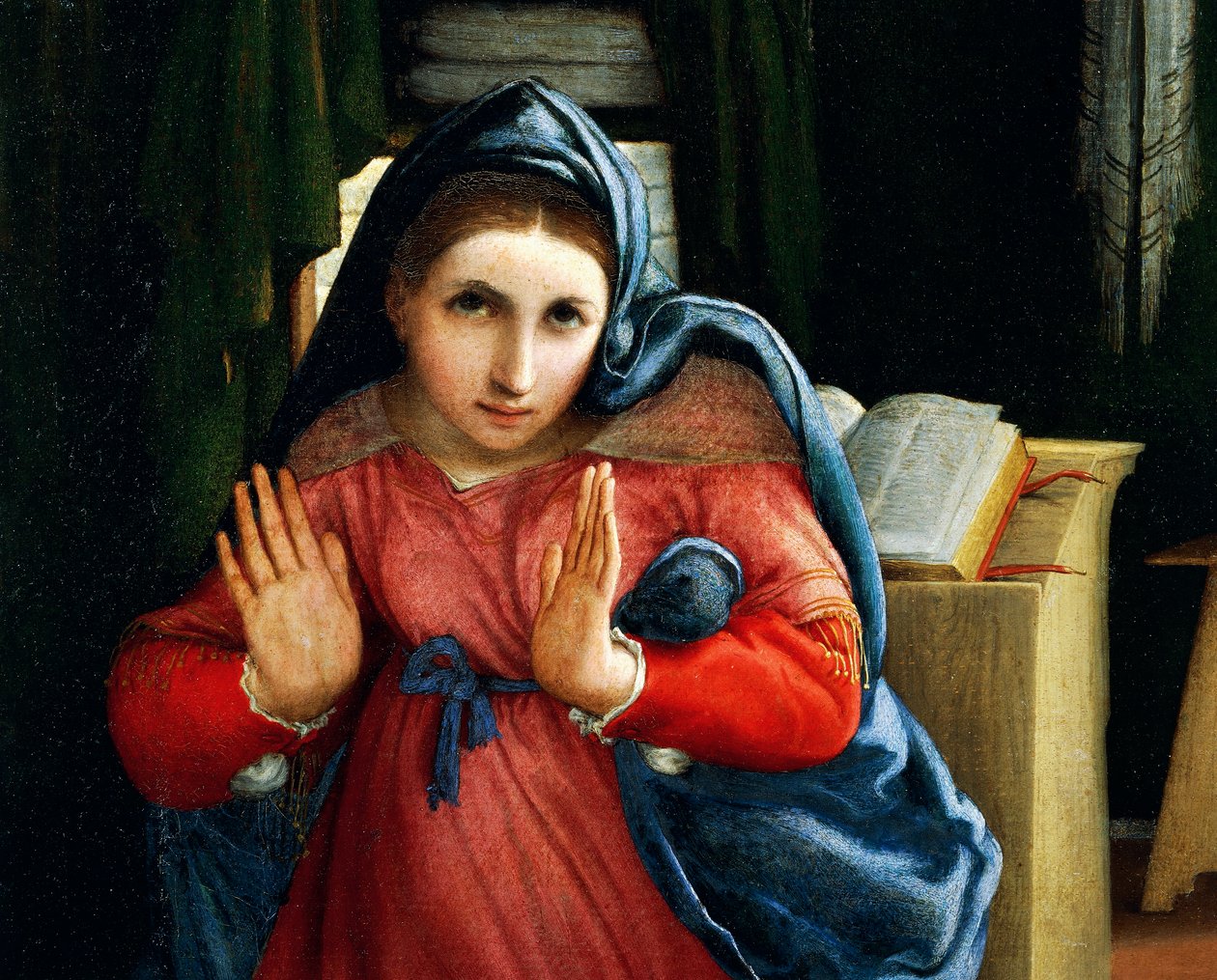 Die Verkündigung der Jungfrau (Detail) von Lorenzo Lotto