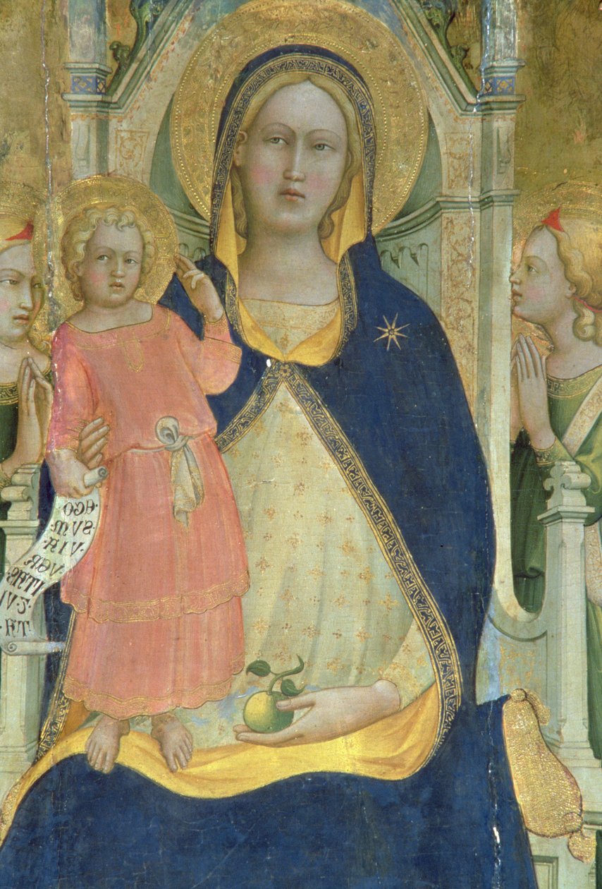 Madonna und Kind auf dem Thron mit Heiligen (Detail) von Lorenzo Monaco