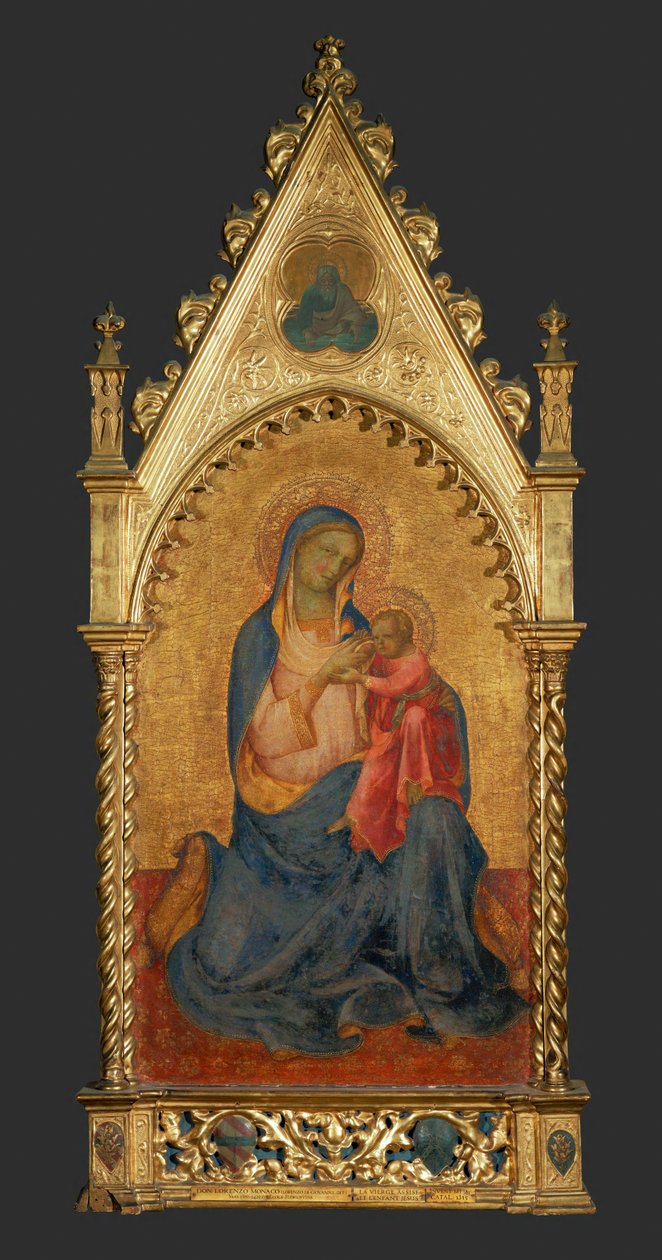 Madonna mit Kind, im Medaillon oben: Gottvater von Lorenzo Monaco