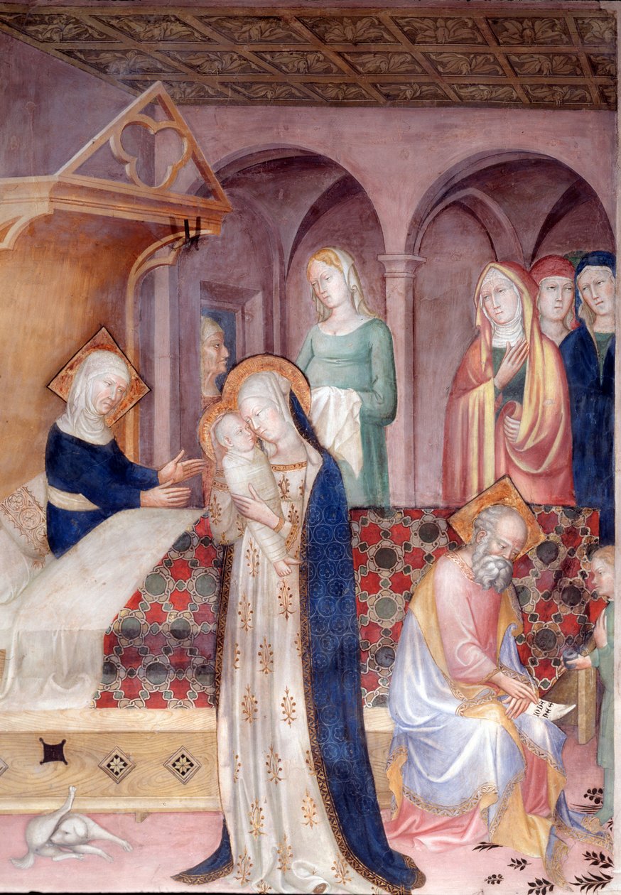 Die Geburt des Heiligen Johannes des Täufers (Fresko) von Lorenzo Salimbeni