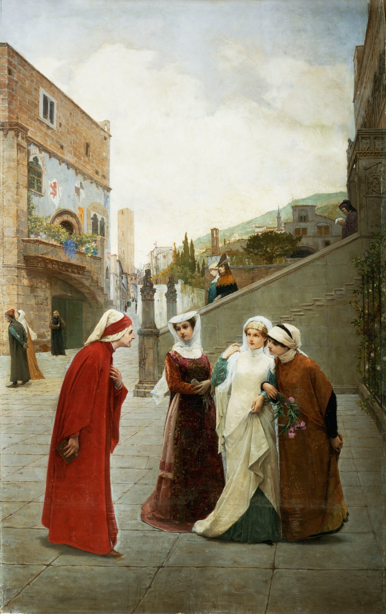 Das Treffen von Dante und Beatrice, 1889 von Lorenzo Valles