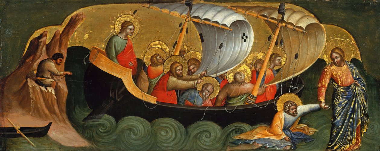 Christus rettet Petrus vor dem Ertrinken, Predella-Panel, ca. 1370 von Lorenzo Veneziano