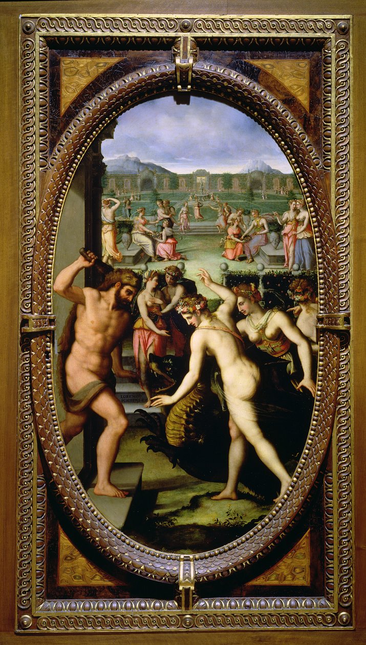 Herkules tötet den Drachen der Hesperiden, 1572 von Lorenzo dello Sciorina