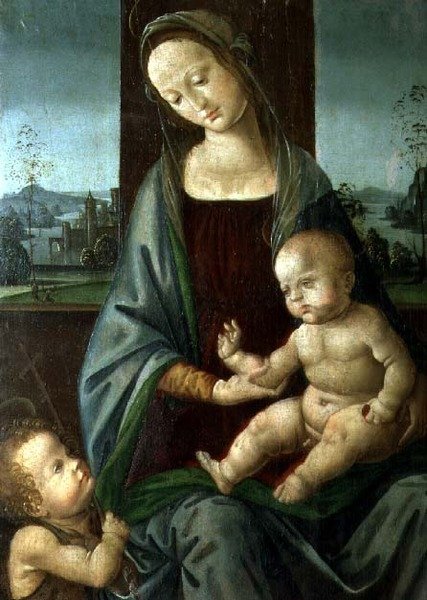 Madonna mit Kind und dem kleinen St. Johannes dem Täufer von Lorenzo di (workshop of) Credi