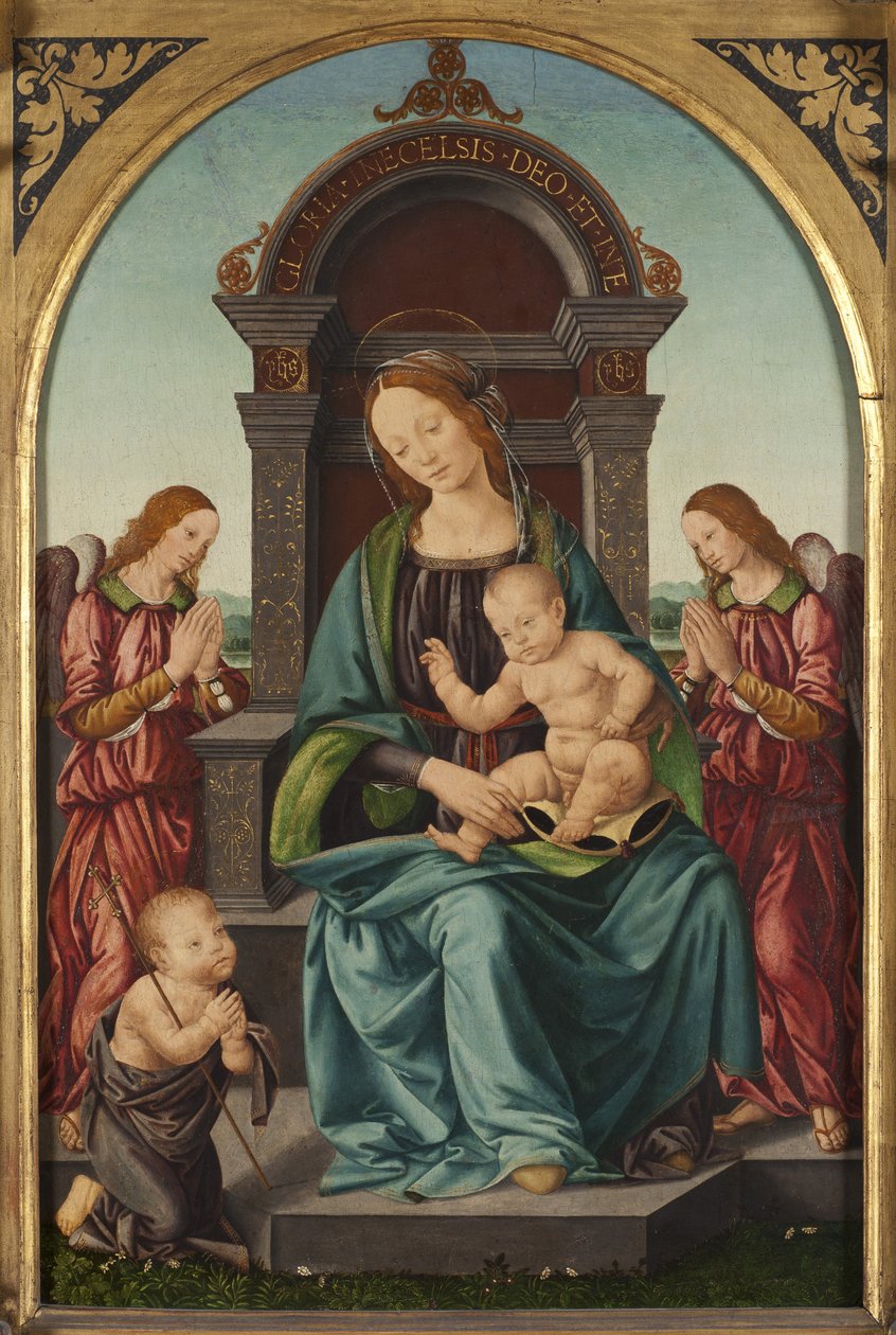 Die Madonna und Kind mit dem kleinen Johannes und zwei Engeln von Lorenzo di Credi
