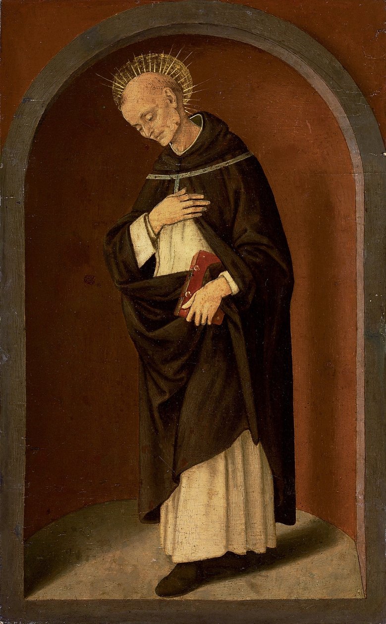 Der heilige Bernardino von Siena in einer skulptierten Nische von Lorenzo di Credi
