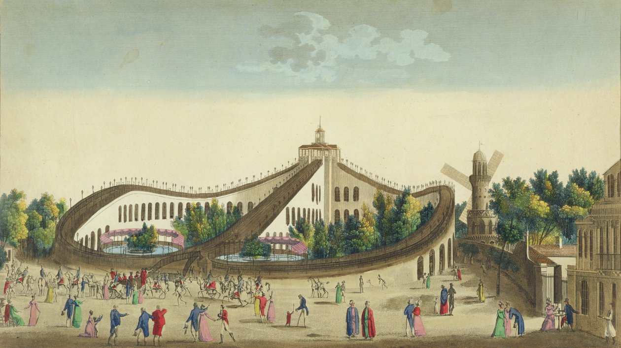 Luftspaziergänge, Jardin Baujon, ca. 1817 von Ambroise-Louis Garneray