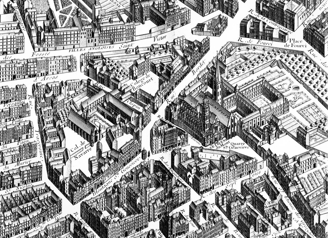 Das Sainte-Geneviève-Viertel, Paris (Detail) von Louis Bretez