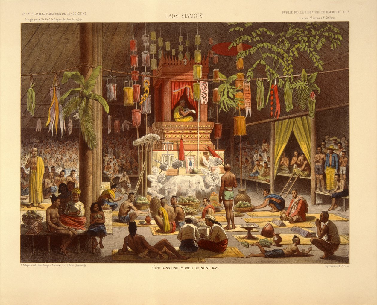 Innenraum einer Pagode in Nong Kay, Illustration aus 