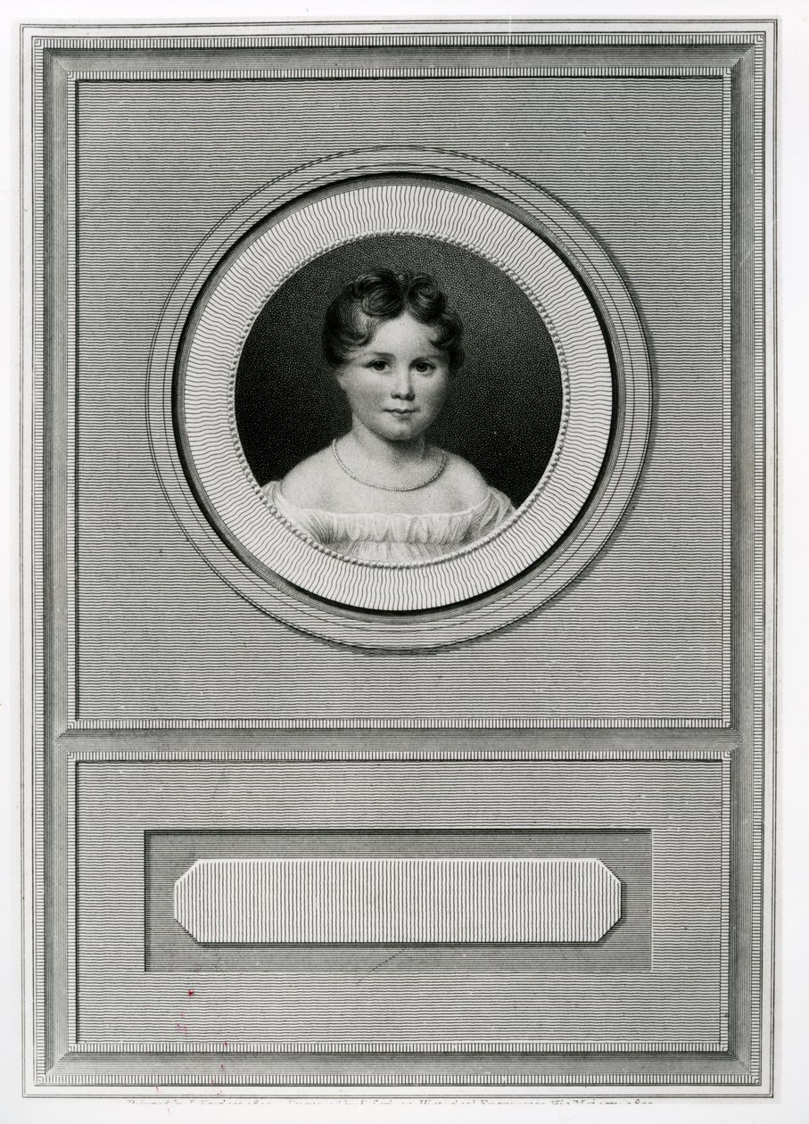 Porträt von Augusta Ada Byron (1815-52), graviert von Edward Scriven (1775-1841), 1820 von Louis Ferriere