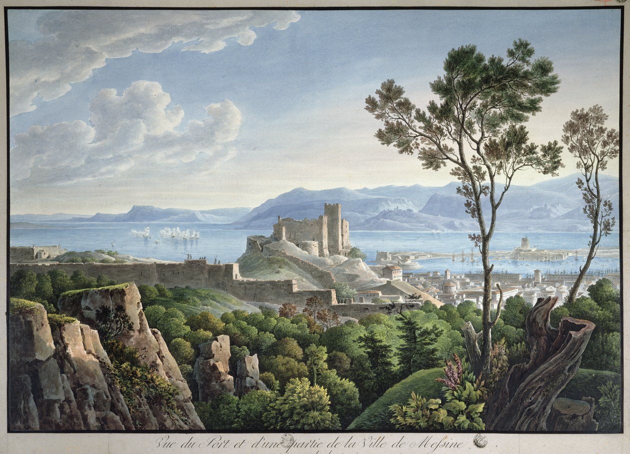 Ansicht des Hafens von Messina, ca. 1900 von Louis Francois Cassas