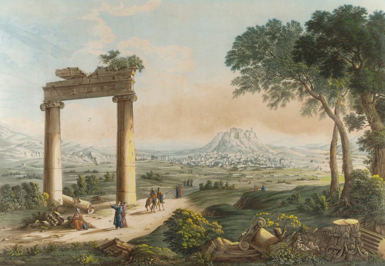 Ansicht von Athen mit Hadrians Aquädukt von Louis Francois Cassas
