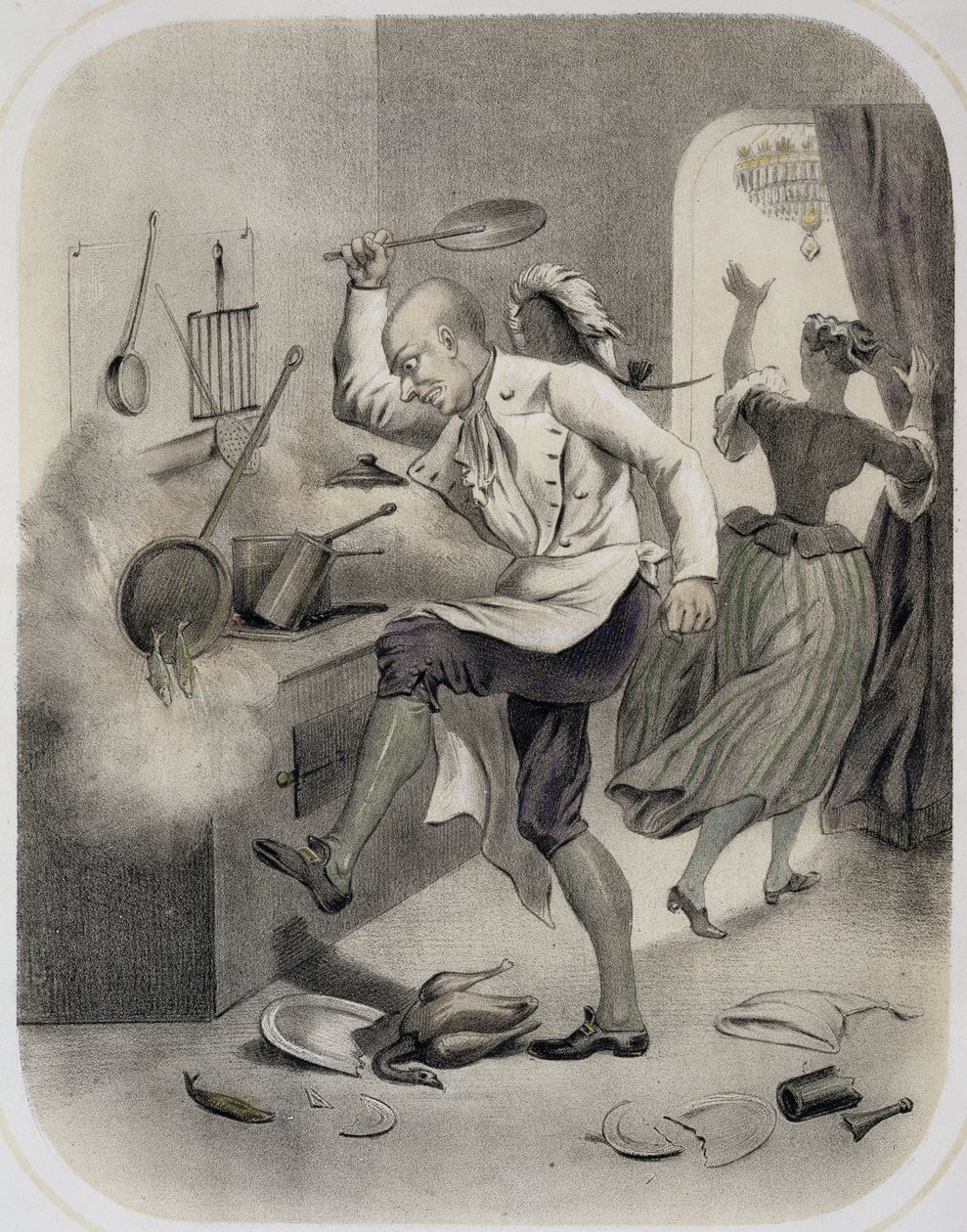Wut in der Küche, aus einer Serie von Drucken, die die sieben Todsünden darstellen, ca. 1850 von Louis Leopold Boilly