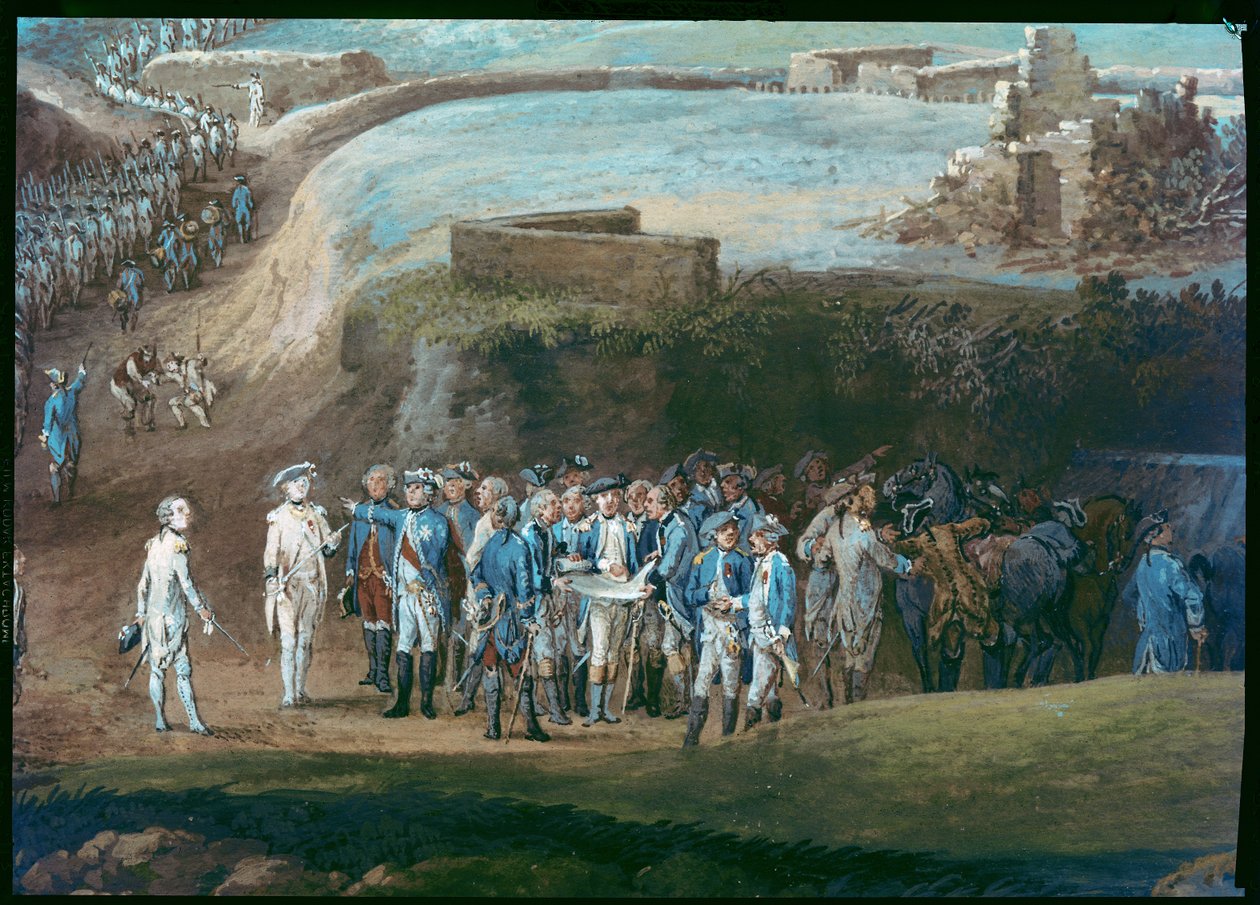 Die Belagerung von Yorktown, 1.-17. Oktober 1781 (Detail) von Louis Nicolas van Blarenberghe