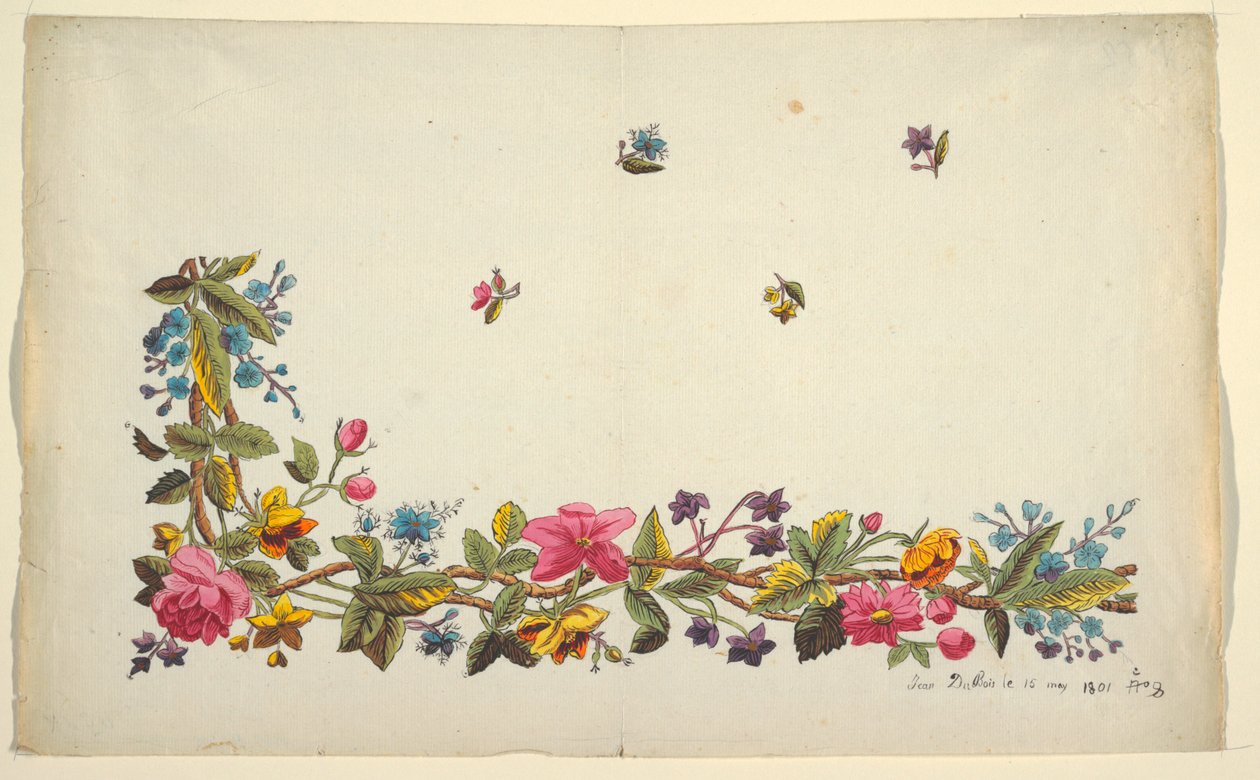 Blumendesign für bedruckten Stoff von Louis Albert DuBois