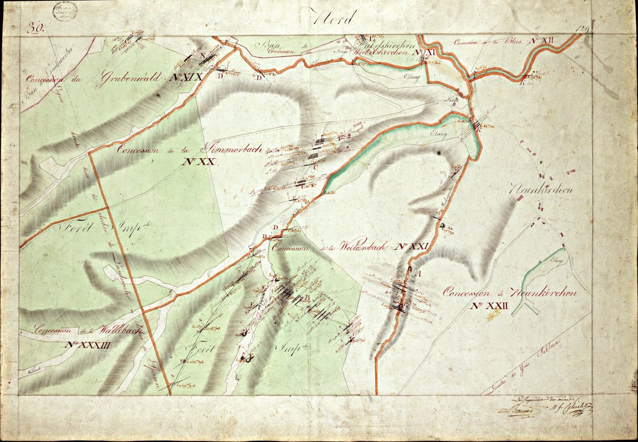 Atlas der Konzessionen des Kohlefeldes der Saar von Herrn Beaunier & Calmelet, Ingenieure des Bergbaukorps von Louis Antoine Beaunier