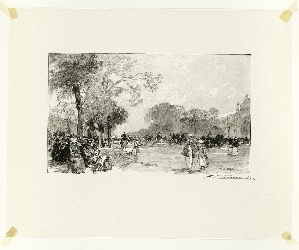 Die Avenue des Champs-Élysées, Tafel achtzehn aus Le Long de la Seine et des Boulevards von Louis Auguste Lepère