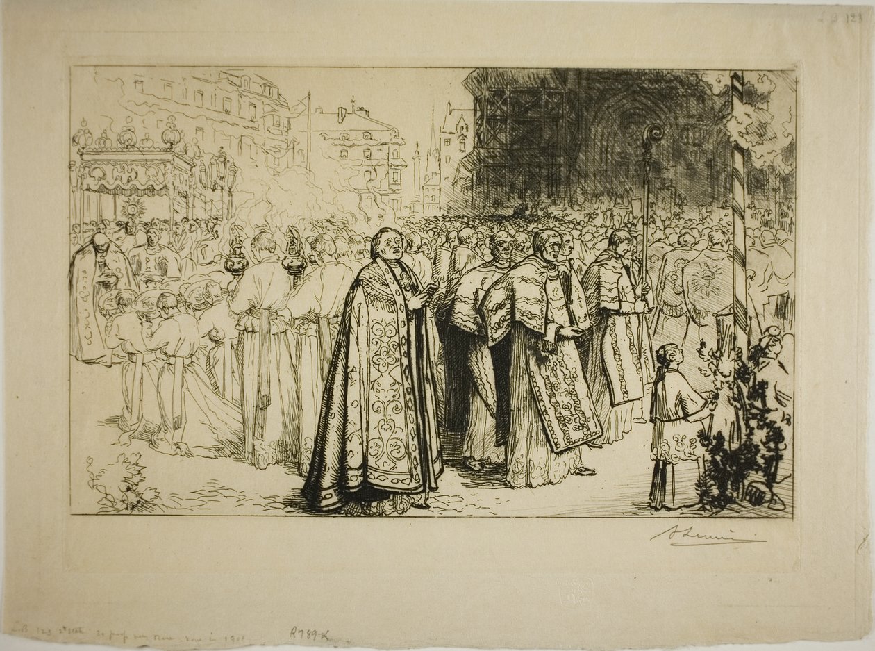 Wiedereintritt der Prozession in die Kathedrale von Nantes von Louis Auguste Lepère