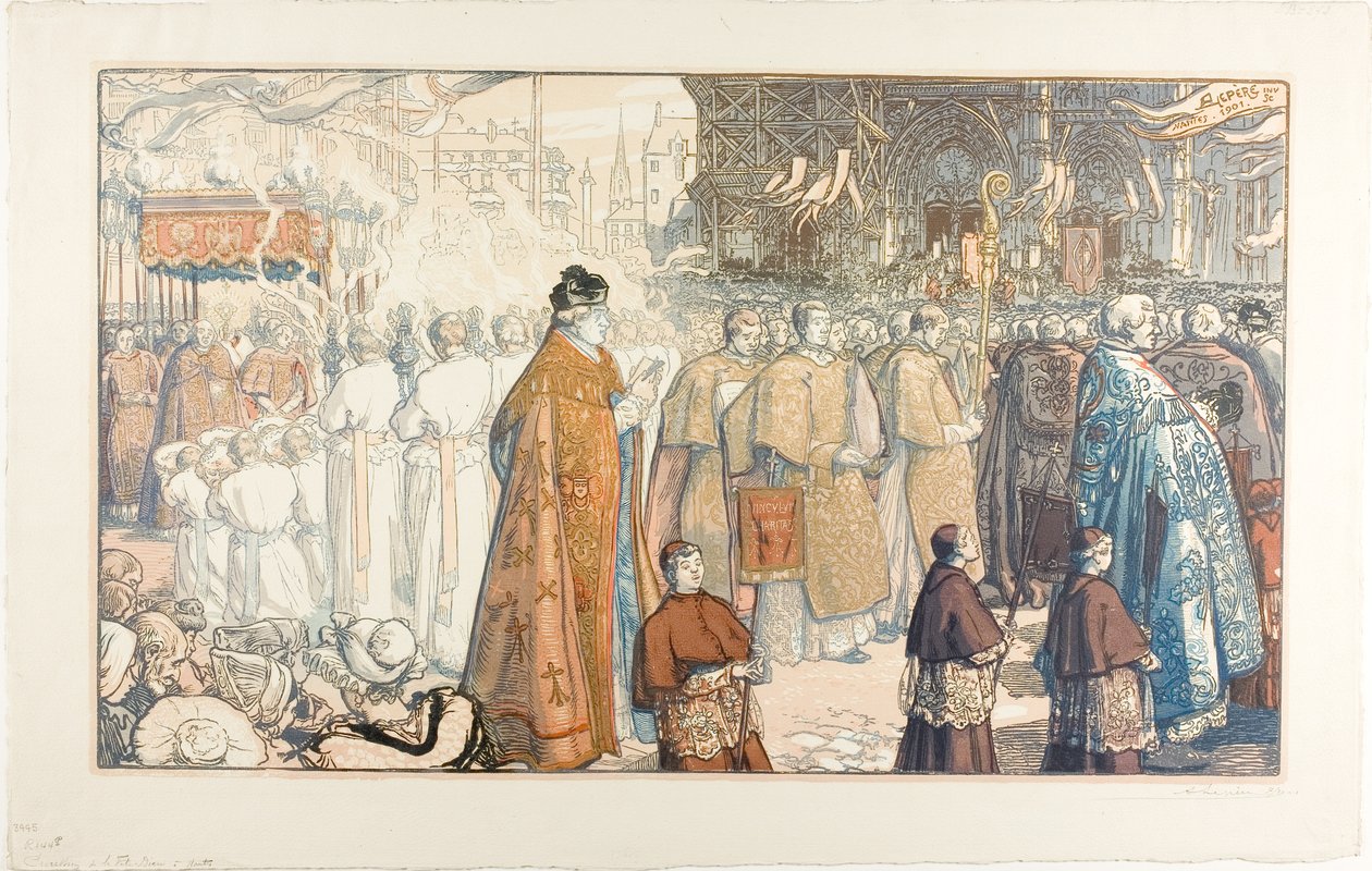 Die Fronleichnamsprozession, Nantes von Louis Auguste Lepère
