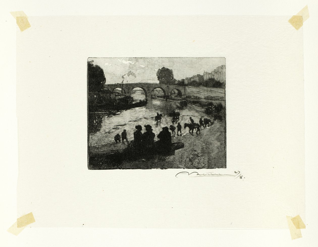 Der Pferdeteich am Pont Marie, Platte zehn aus Le Long de la Seine et des Boulevards von Louis Auguste Lepère