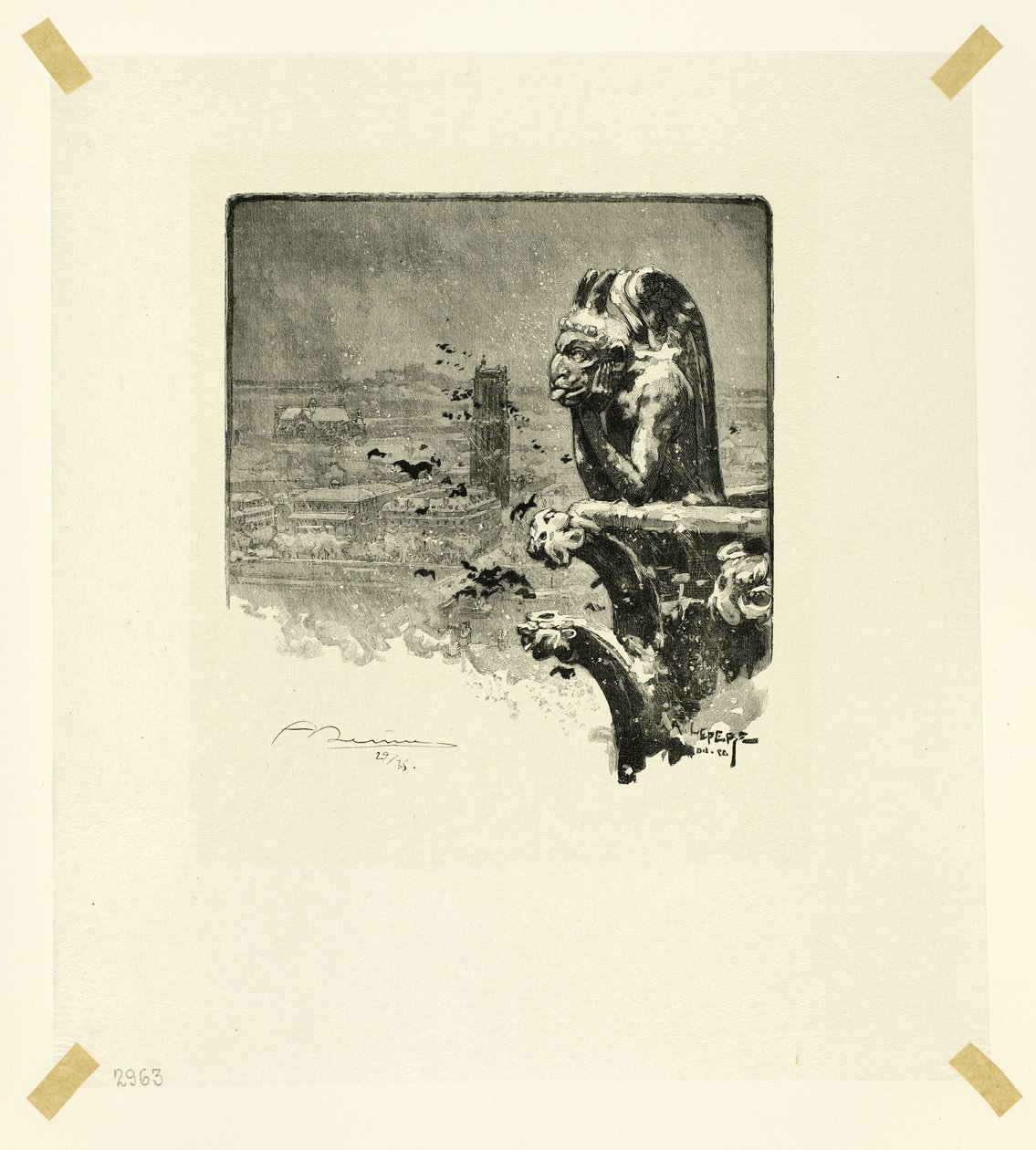 Der Vampir von Notre-Dame, Tafel neun aus Le Long de la Seine et des Boulevards von Louis Auguste Lepère