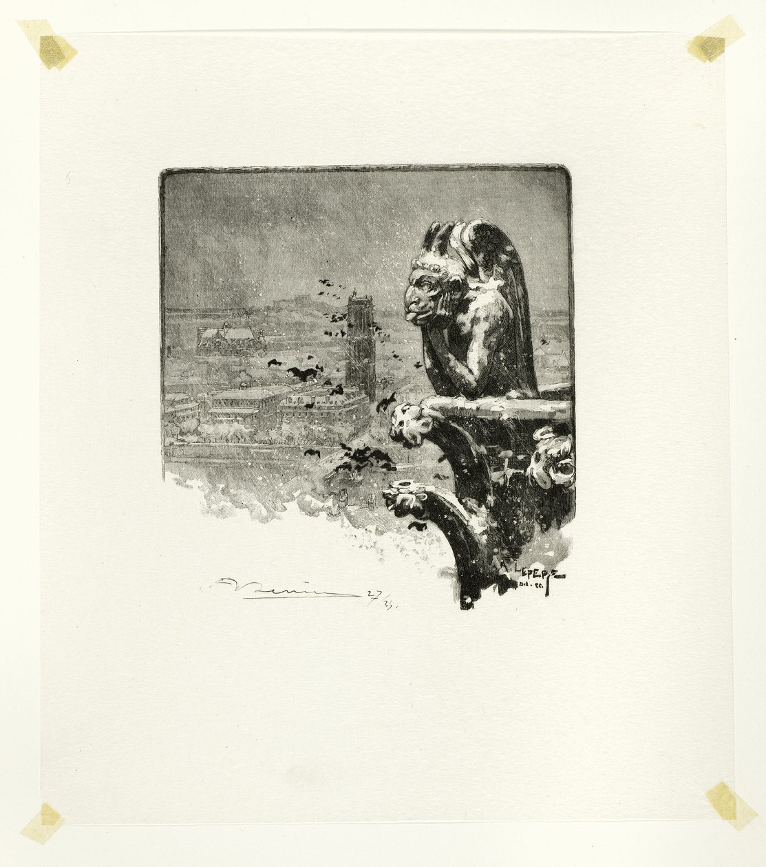 Der Vampir von Notre-Dame, Tafel neun aus Le Long de la Seine et des Boulevards von Louis Auguste Lepère