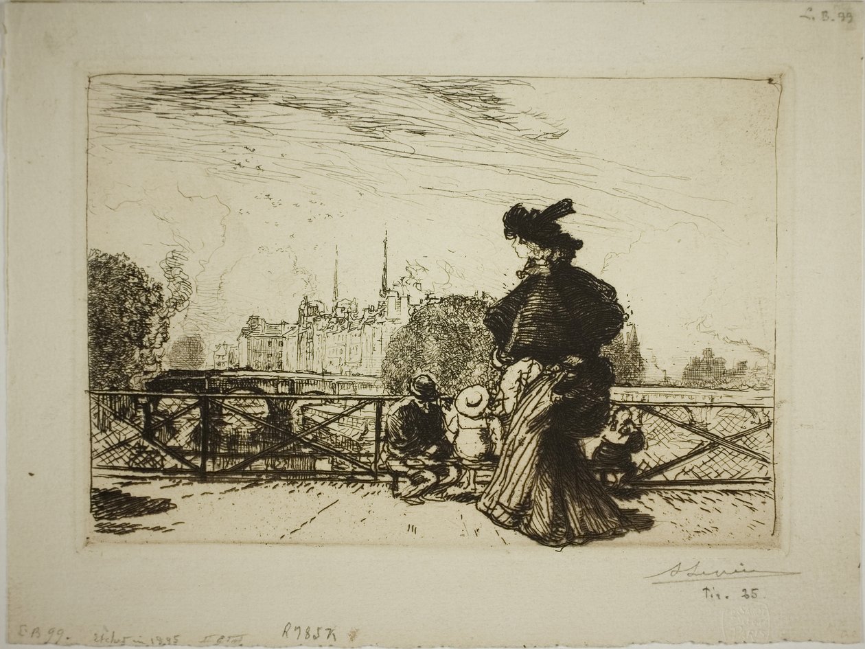 Die Île de la Cité vom Pont des Arts aus gesehen von Louis Auguste Lepère