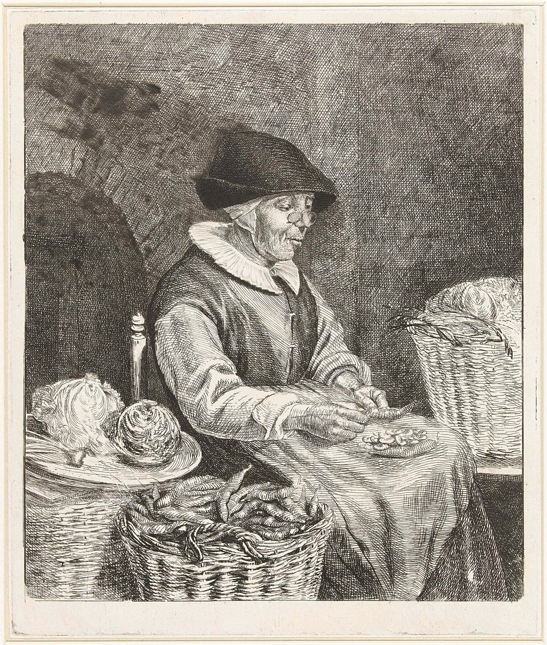 Oude vrouw boontjes doppend (1780, Rijksmuseum Amsterdam) von Louis Bernard Coclers