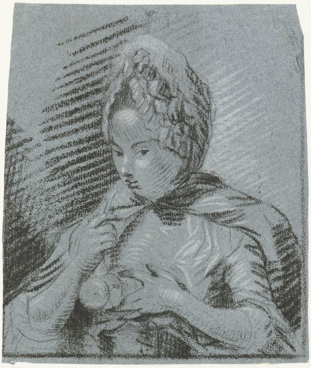 Junge Mutter füttert ihr Kind mit einer Saugerflasche von Louis Bernard Coclers