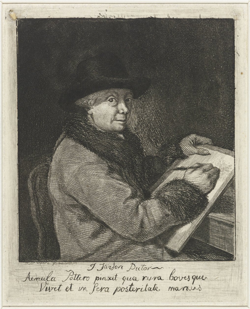 Porträt des Künstlers Johannes Janson, zeichnend von Louis Bernard Coclers