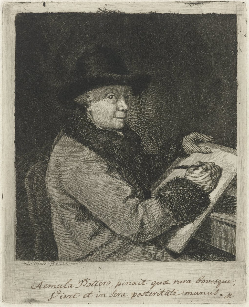 Porträt des Künstlers Johannes Janson, zeichnend von Louis Bernard Coclers
