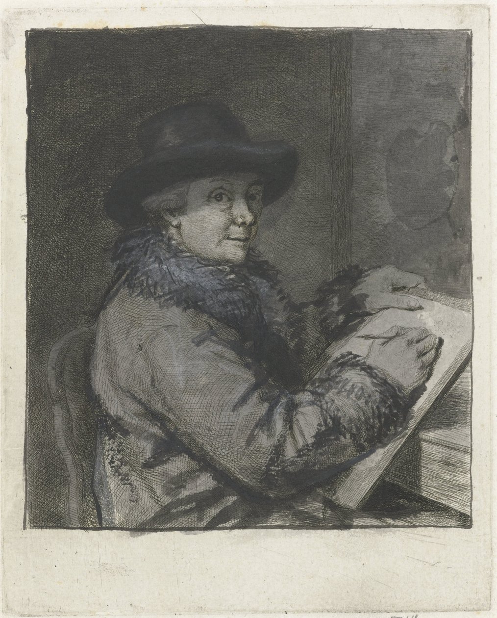 Porträt des Künstlers Johannes Janson, zeichnend von Louis Bernard Coclers