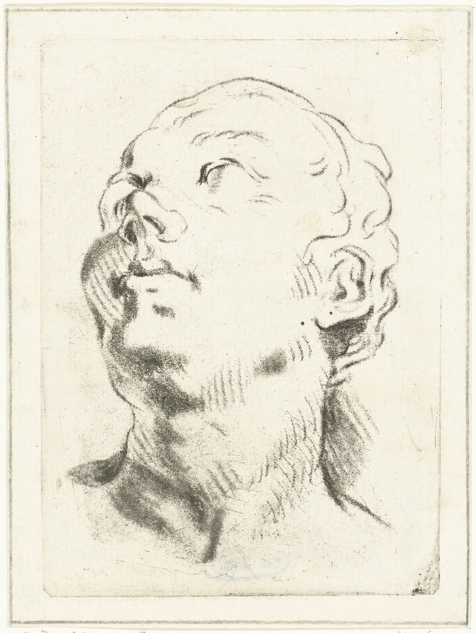 Studienblatt mit einem nach oben gerichteten Kopf von Louis Bernard Coclers