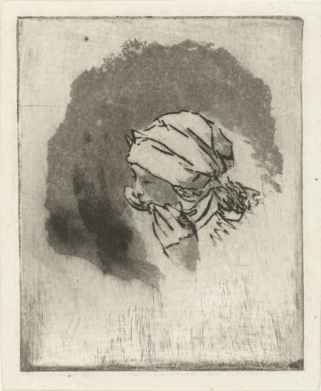 Studienblatt mit dem Kopf eines essenden Mädchens im Profil nach links von Louis Bernard Coclers