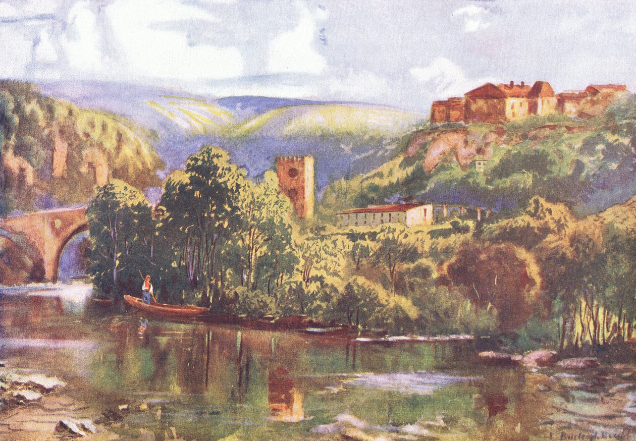 Am Fluss Tejo, aus Hutchinsons Picturesque Europe, veröffentlicht von Hutchinson & Son, ca. 1930 von Louis Burleigh Bruhl